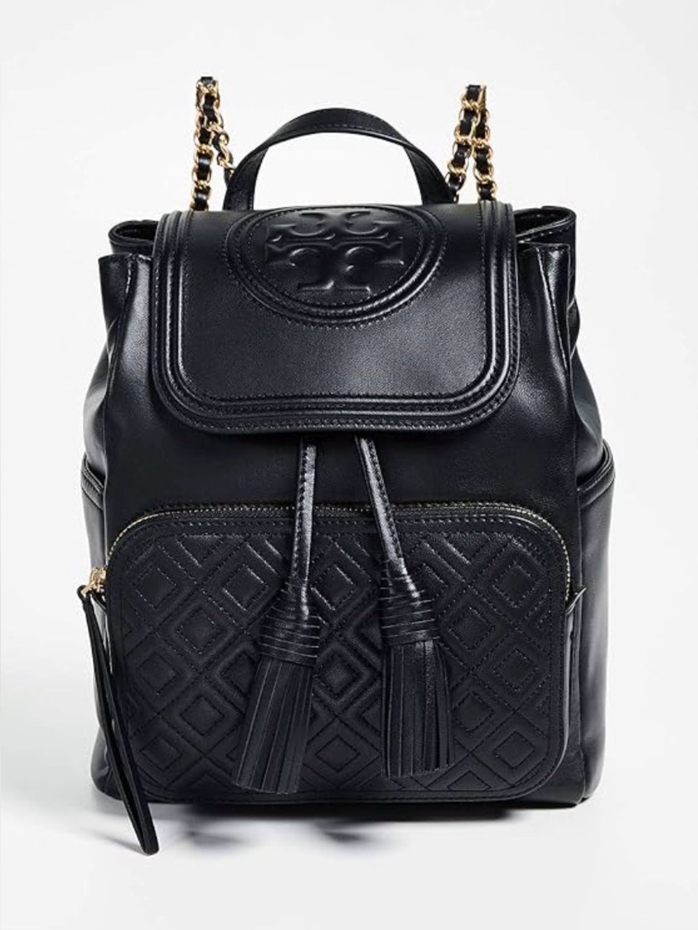 Tory Burch Fleming Backpack Black Quilted Leather | Quiet Luxury